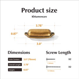 khtumeware 10 Pack 3 Inch(76mm) Bin Cup Drawer Pull,Antique Brass Cabinet Pulls Kitchen Cabinet Hardware, Furniture Pulls for Bathroom Cupboard Drawer Handles Dresser Pulls.