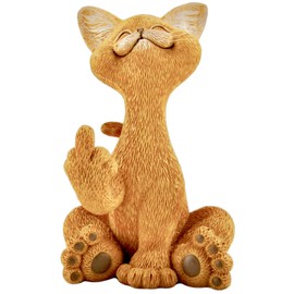 JFSM INC. Whimsical Catitude Funny Cat Raising Middle Finger Figurine - Happy Cat Collection - Gifts for Cat Lovers, Cat Lover Gifts for Women, Cat Lover Gifts for Men, Home Decor for Cat Lovers