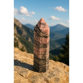 Pandiui23 Pandiui23 Rhodochrosite Stone Tower, Crystal Wand, Natural Rhodochrosite Hexagonal Crystal Column, Rock Crystal Wands, Rhodochrosite Wands, Tower (Rhodochrosite, 7-8 CM)