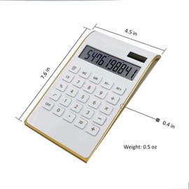 Calculadora solar Gold con función estándar, calculadora de computadora LCD, calculadora de computadora de 10 dígitos para oficina, hogar (blanco)