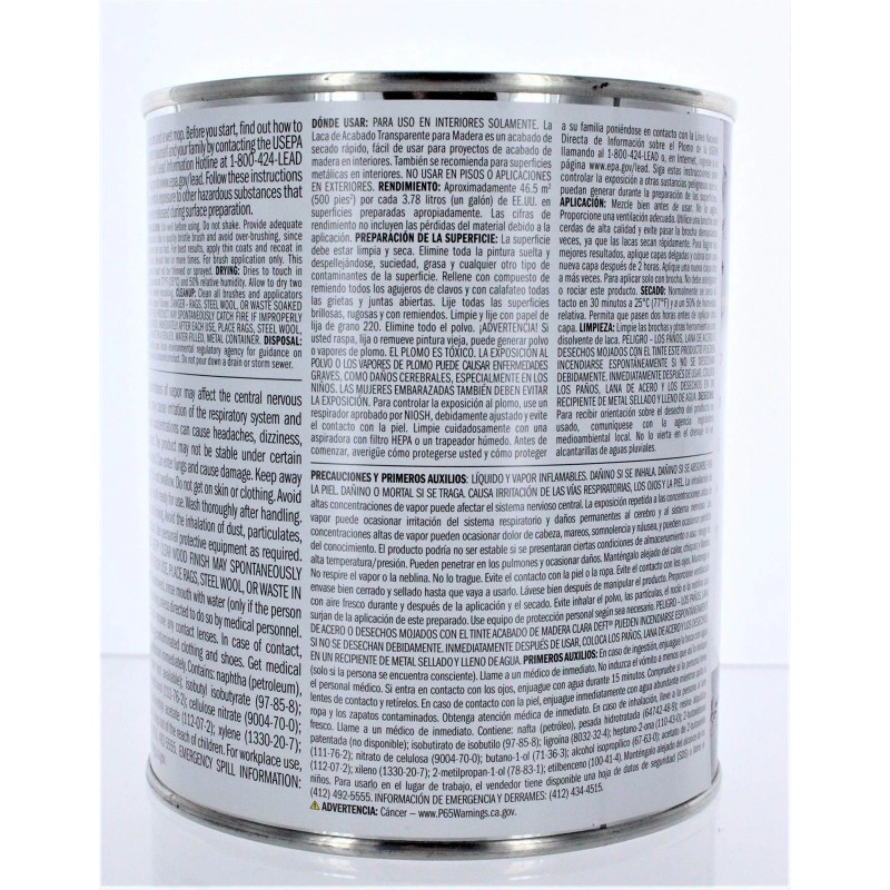 Deft Interior Clear Wood Finish Gloss Brushing Lacquer, Quart