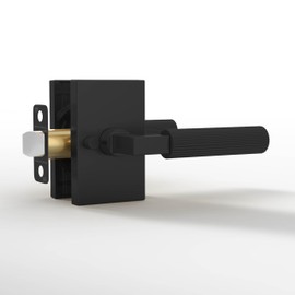 Mega Handles Ridge Privacy Door Handle - 1 Pack Reversible Interior Black Door Handle, Heavy Duty Bed & Bath Door Handles with Privacy Door Lock, Fits All Standard Doors - Matte Black