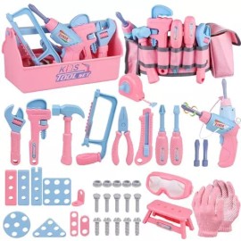 Magic4U Kids Tool Set 48PCS Toddler Tool Set with Electronic Toy Drill & Kids Tape