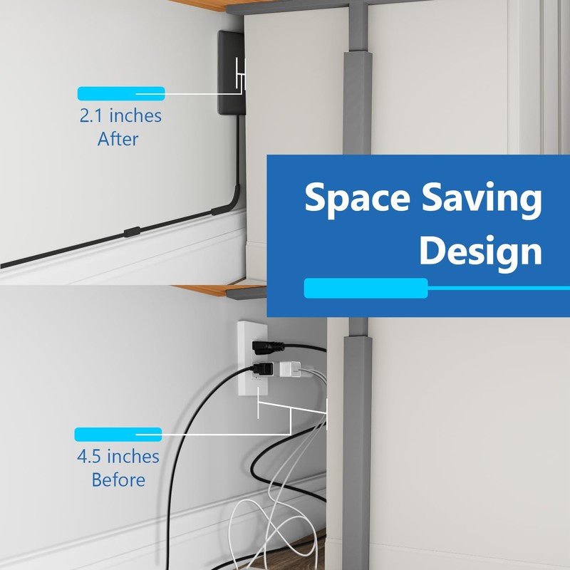 LIDER Flat-Face Outlet Extender with 3 Receptacles, Ultra-Thin Wall Plate