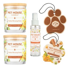 One Fur All Pet House Candle - Vanilla Sandalwood Value Pack - 100% Plant-Based Wax Candle - Pet Odor Eliminator for Home - Non-Toxic & Eco-Friendly Air Freshening Scented Candles