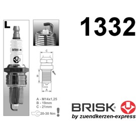 BRISK Silver LR15YS 1332 Spark Plugs Petrol LPG GPL CNG Car Gas (Pack of 4)