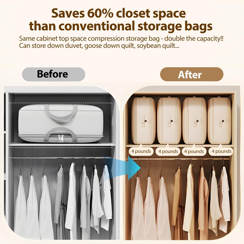 Compression Zipper Storage Bags,2 Pack Foldable Duvet Storage Organisers Large