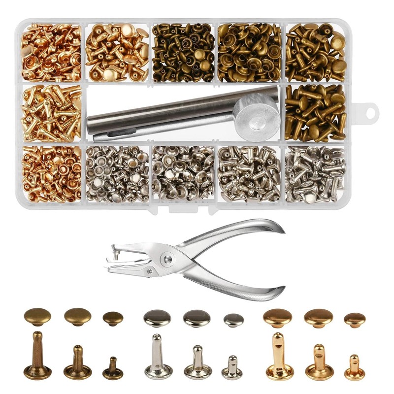 360 Sets Leather Rivets, 3 Sizes Rivet Pliers Set, Leather
