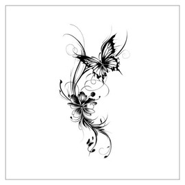 Gel Luna semi-permanent black butterfly goldfish pelvis waist clavicle henna body tattoo sticker, 1 piece, T-242-B type / 젤루나 반영구 블랙 나비 금붕어 골반 허리 쇄골 헤나 바디 타투 스티커, 1개, T-242-B타입