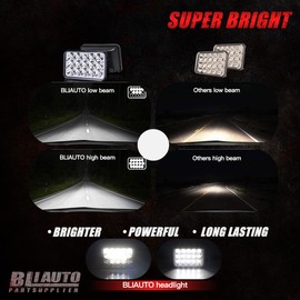 BLIAUTO 4x6 Inch LED Headlights Dot Approved 4pcs Rectangular Hi/Low Sealed Beam Headlamps Replace H4651 H4652 H4656 H4666 H4668 H4642 H6545 LED Headlight for Truck Kenworth T800 Peterbilt 378 379