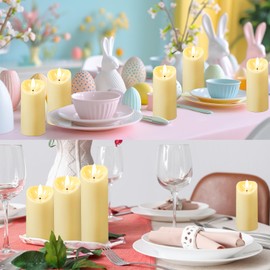Mudder 24 Pcs Easter Flameless Candle Bulk Large Pillar Candles Sanctuary Candles Battery Operated Candles Plastic Fake LED Candles for Communion Wedding Valentines Home Birthday, 3.5'' 4.3'' 5.1'' H