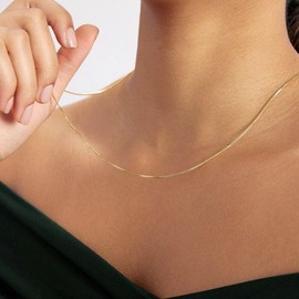 Adora Fine Jewelry 14K Solid Yellow Gold Box Link Chain Necklace | Chain Only | 16 Inch length | .80 mm Thick