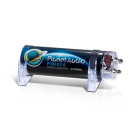 Planet Audio PCBLK2.0 Car Capacitor - 2 Farad, Energy Storage, Enhance Bass from Stereo, Warning Tones, LED Voltage Meter