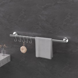 2 barras de toallas de baño de cromo pulido con 10 ganchos, toalleros de acero inoxidable de 24 pulgadas para baño montado en la pared, toallero moderno decoración del hogar