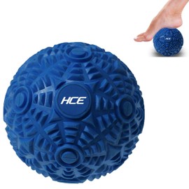 HCE Massage Ball - Myofascial Release Trigger Point Massage Therapy Ball - Lacrosse Ball - Yoga Therapeutic Spikey Ball for Muscle Knots - Deep Tissue Massage Ball with Carrying Bag (Blue-massage ball)