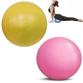 THJOPOKEEL 2Pcs Pelota de Ejercicios de Pelota de Mini Pilates de Yoga para de 25cm, Pelota de Yoga de tamaño pequeño Bolas de Yoga Antideslizantes Profesionales Balance Sport,Yoga (Rosa y Amarillo)