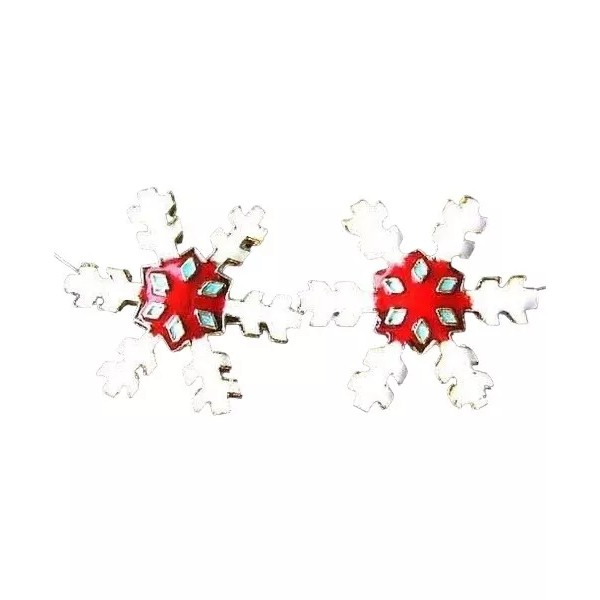Unbranded 2 Red Cloisonne Snowflake Centerpiece 30x27x4mm Beads 8638E