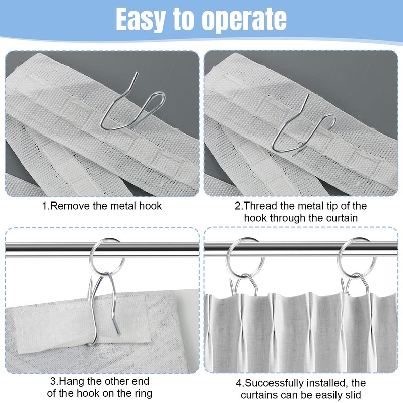 120 PCS Heavy Duty Zinc Metal Drapery Pin Hooks,Metal Curtains