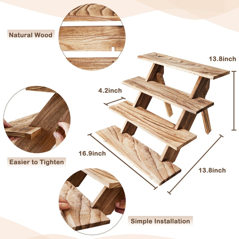 Umgozrz Wooden Cupcake Stand 4 Tier Wood Cupcake Stands Cupcake