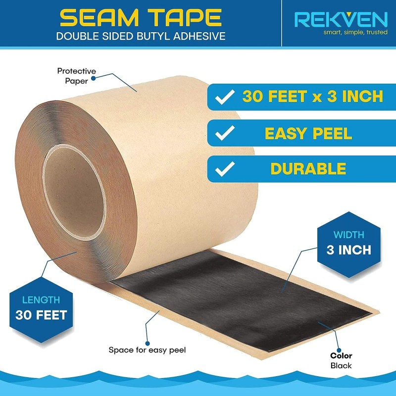 REKVEN 30Ft Butyl Seam Tape For Pond Liner Repair Heavy
