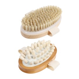 IWOWHERO 2Pcs Dry Wooden Handle for Bath and Massage Lightweight and Convenient Body Scrub Brush for Skin Cleansing and Relaxation