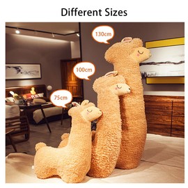 FODELIUY Alpaca Cuddly Toy, Llama Pillow, Side Sleepers, Alpaca Side Sleeper Pillow, Alpaca Pillow, Side Sleepers, Large Alpaca Plush Toy, Alpaca Gift for Children and Mum (Brown, 75 cm)