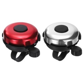 HARFINGTON 2pcs Bike Bell Classic Bicycle Bell with Loud Crisp Clear Sound Bike Ring Bell Aluminum Bike Accessories for Road Adults Children Mountain Bike, Red Silver Tone