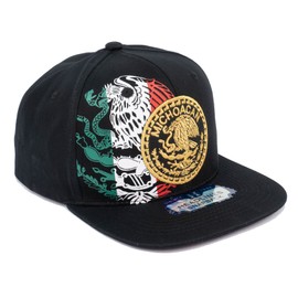 Mexican Hat Mexico State Federal Logo Embroidered Snapback Flat Bill Baseball Cap (Black-Michoacan)