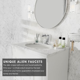 Modern Heart Shape Chrome Bathroom Faucet,Brass Single Hole Bathroom Sink Faucet Chrome Polished,Single Handle Vanity Sink Faucet with Deck Plate&Supply Hoses