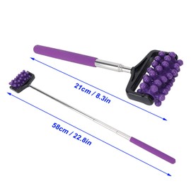 Telescopic Back Massager, Extendable Back Massage Stick for Men and Women, Manual Back Massage Roller with Rubber Handle for Back Arms and Head (Purple)