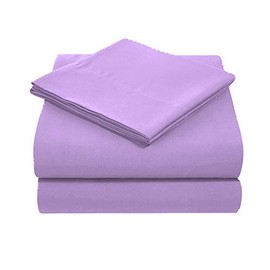 Dzire Linen High Kotton 1000 Thread Count 9 inch Deep Pocket 3 PCs Fitted Sheet Set 100% Egyptian Cotton Solid Pattern Size Queen Color Lilac