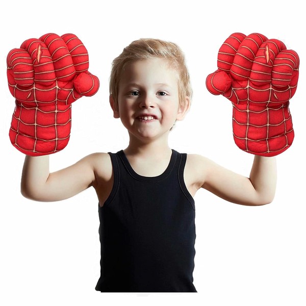 Superhero Toys for Kid, Red Boxing Gloves Kids Plush Hands Fists Toys, Superhero Halloween Costume Cosplay Festival Party Supplies Favors Christmas Gift for 3-10 Year Old Boys Girls Teen