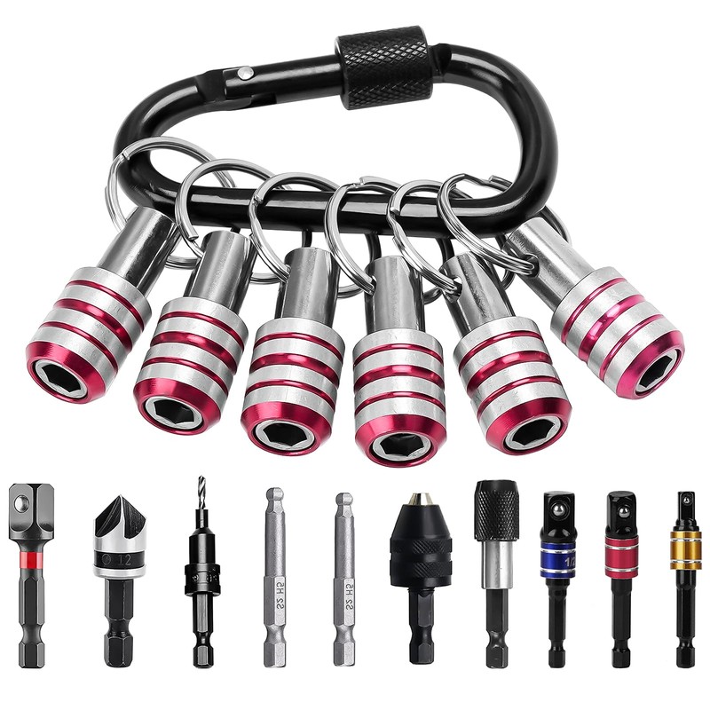 LUEXBOX 1/4 Inch Bit Holder Keychain, Hex Screwdriver Bits Holder
