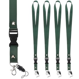 Segus Lanyard Neck Lanyards, 5 Pieces Lanyard with Removable Buckle, for ID Sleeves, Name Tags, Keys and Plastic Cards (Dark Green)