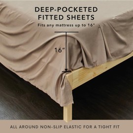 Bamboo Bay 4 Piece Full Size Bed Sheets Set - 100% Viscose Made from Bamboo Sheets Full Size Set - Ultra Soft Cooling Sheets for Hot Sleepers - Full Size Sheets Set Fits Up to 16" Deep Pocket - Sand