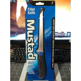Mustad 7" Fillet Knife Razor Sharp SS Blade Plus Nylon Sheath With Belt Strap
