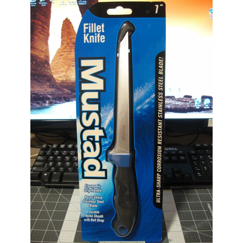 Mustad 7" Fillet Knife Razor Sharp SS Blade Plus Nylon