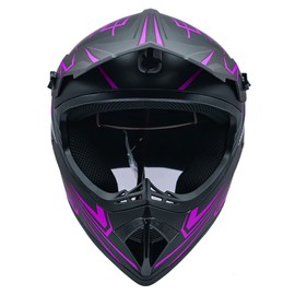 Motocross Helmet Fashion Youth Dirt Bike Helmet Unisex-Adult ATV Off-Road Mountain Bike Motorcycle Red Helmet DOT Approved (Purple-S)