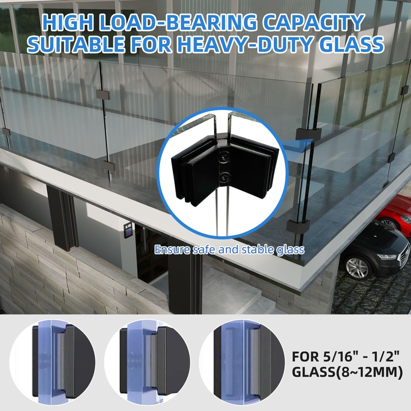 Railing Glass Clamps 4 Pack, Glass Balustrade Clamp for 5/16"-