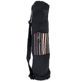 GURU SHOP Boho Yoga Mat Bag, Yoga Bag from Nepal - Black, Men/Women, Cotton, Size: One Size, 70 x 24 x 14 cm, Bags for Yoga Mats