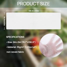 CHERISHOME Gartenvlies Frostschutz für Pflanzen im Freien 35gsm, 2m x 5m Gartenbauvlies für Pflanzenschutz Frost, Pflanzenvlies Frostschutz, Vliesstoff Pflanzenabdeckungen für Winter