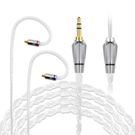 okcsc SJ Re-Cable, MMCX Cable, Earphone Cable, 4 Cores, 5N, Silver Plated, Monocrystalline Copper, SE Series, Shure, SONY, Compatible with SE215, SE535, XBA A2, etc. Approx. 4.7 ft (1.2 m), 3.5 mm