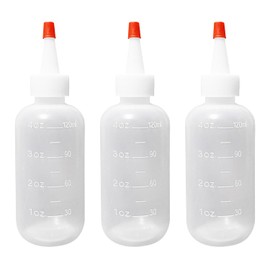 TIMJJG 3 Pack Pointed Plastic Bottles, Squeeze Applicator Bottles, Translucent Shampoo Bottles with Lids for Hairdressing Salon, Bath Accessories