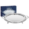 Ner Mitzvah Silver Plated Menorah Tray with Handles, for Shabbos,