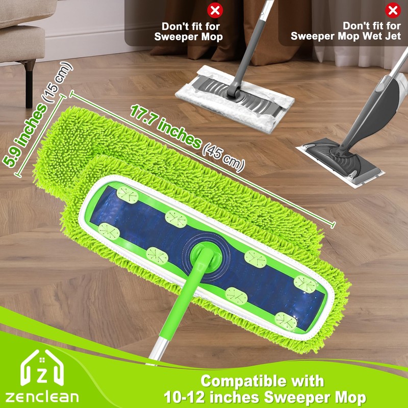 Reusable Microfiber Mop Pads 4 Pack Compatible with SwifferSweeper XL