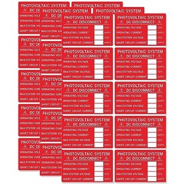CDXHOME 30X Solar Labels Pack - Photovoltaic System DC Disconnect - Operating Voltage VDC - MAX System Voltage VDC - Operating Current AMPS - Short Circuit Current AMPS- UV Resistant Vinyl(4"X 3")