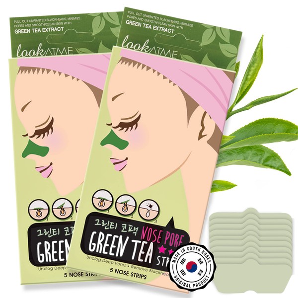 Look At Me Nose Pore Strips (2-Pack, 10 Nose Strips). Korean Skin Care Blackhead Remover with Green Tea. K Beauty Pore Cleaner and Pore Extractor. Acne Mask for Blackhead Removal. Adhesive Pore Mask.