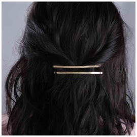 Cybche Simple Metal Hair Clip Barrette Gold Bobby Pins Metal Hair Clips Hair Pin Tiny Rectangular Side Clip Barrette Decorative Hair Accessories for Women