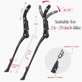 Side Stand Bicycle, Bicycle Stand 24-29 Inches, Height Adjustable Bicycle Stand, Mountain Bike Stand, Bicycle Stand, Rear Wheel, Non-Slip Bicycle Stand for Mountain Bike, City Bike