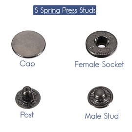 Trimming Shop 12.5mm S Spring Press Studs 4 Part, Durable and Lightweight, Metal Snap Fasteners for Jackets, Jeans, Leather Craft, Straps and Sewing Projects, Clothes Repair, Gunmetal, 100pcs